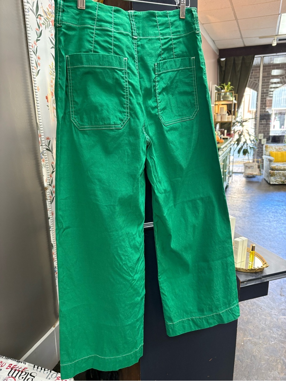 Maeve Women’s Green Wide-Leg Jeans - Vibrant Emerald - Picture 2 of 6